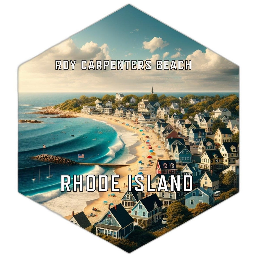 Roy Carpenter S Beach Rhode Island Souvenir Travel Destination Die Cut Hexagon Fridge Magnet Image 1