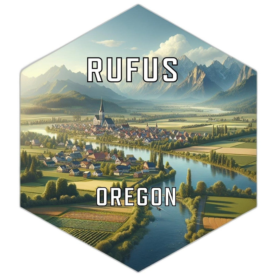 Rufus Oregon Souvenir Travel Destination Die Cut Hexagon Fridge Magnet Image 1