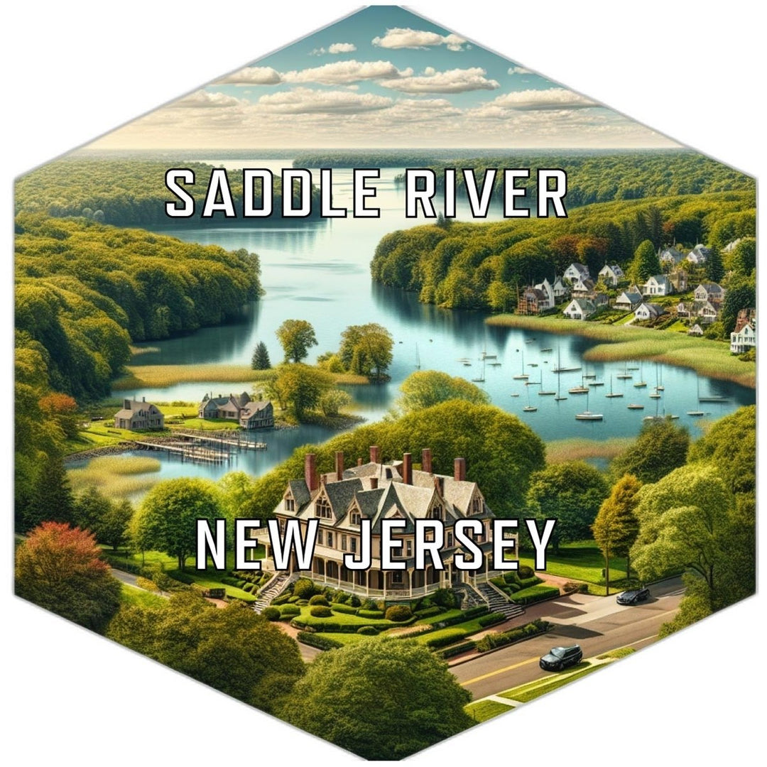 Saddle River Jersey Souvenir Travel Destination Die Cut Hexagon Fridge Magnet Image 1