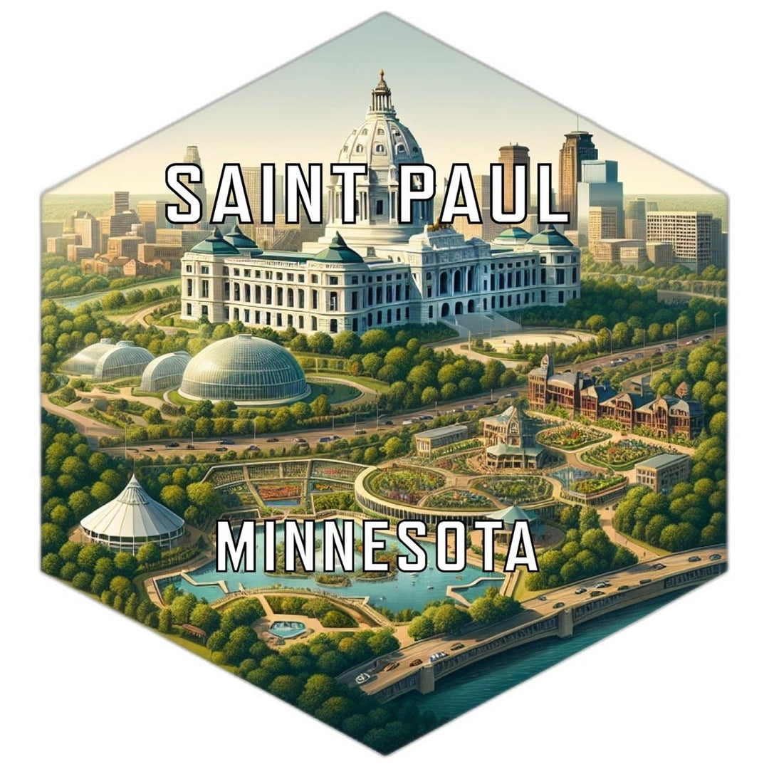 Saint Paul Minnesota Souvenir Travel Destination Die Cut Hexagon Fridge Magnet Image 1