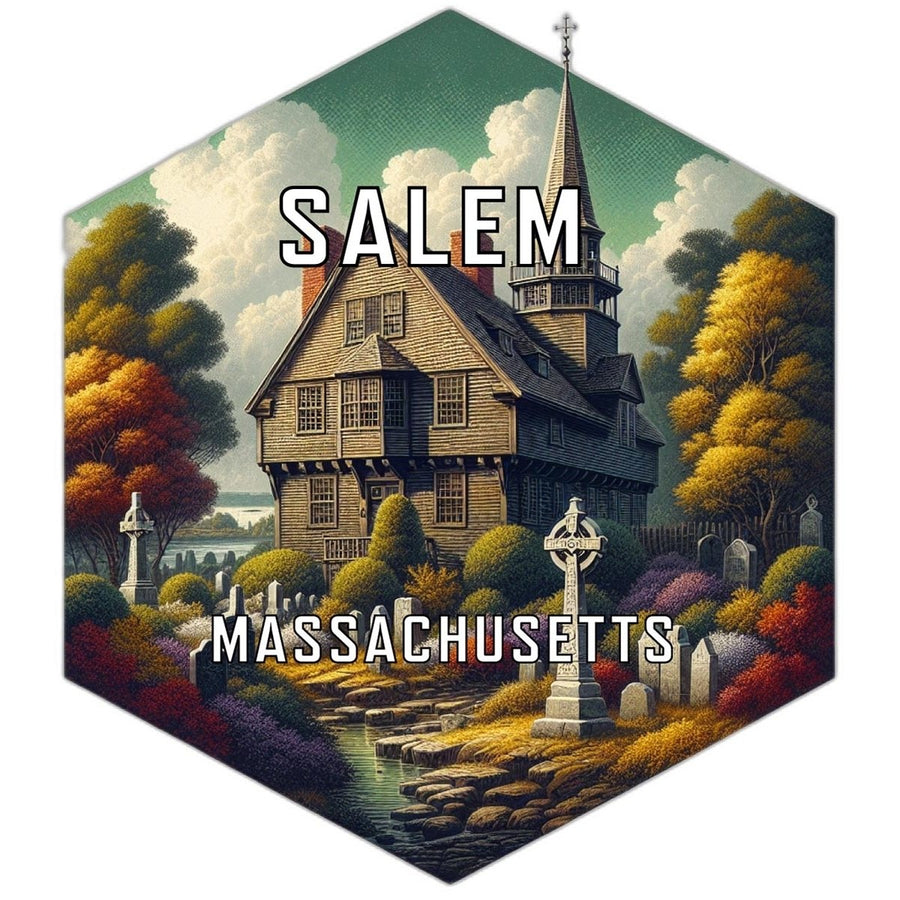 Salem Massachusetts Souvenir Travel Destination Die Cut Hexagon Fridge Magnet Image 1