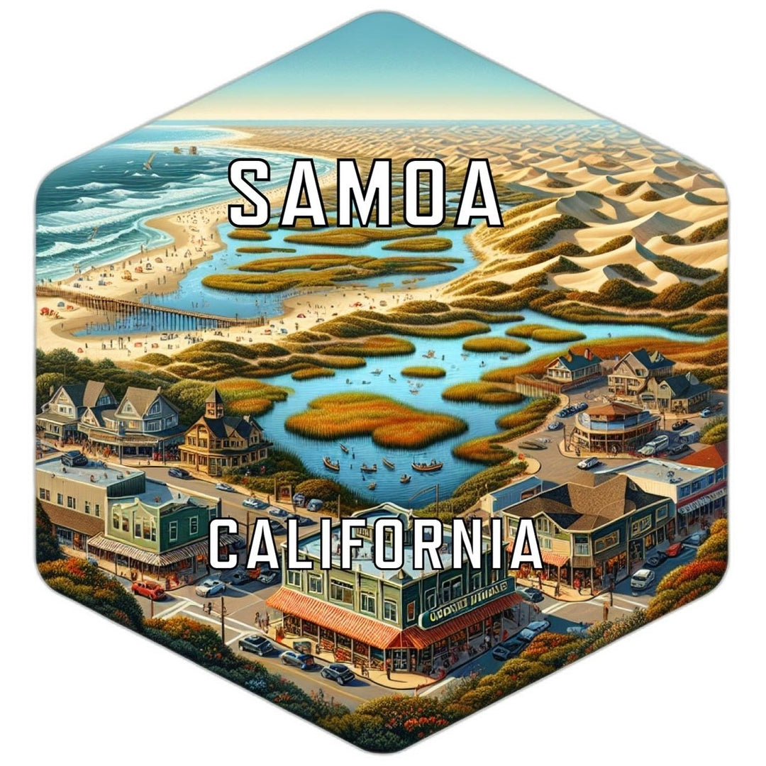 Samoa California Souvenir Travel Destination Die Cut Hexagon Fridge Magnet Image 1