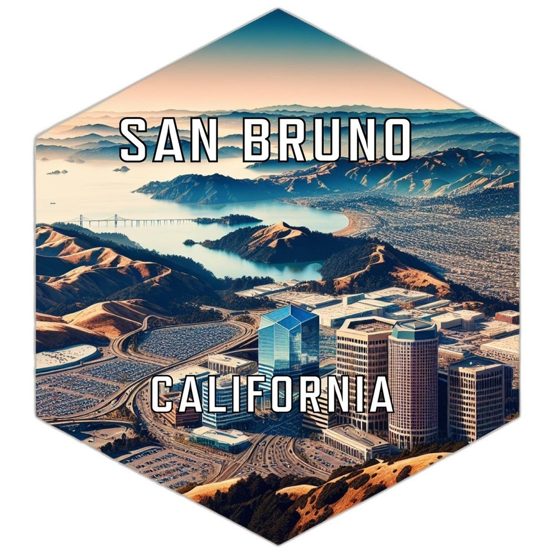 San Bruno California Souvenir Travel Destination Die Cut Hexagon Fridge Magnet Image 1