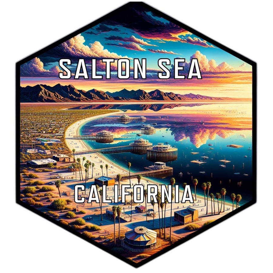 Salton Sea California Souvenir Travel Destination Die Cut Hexagon Fridge Magnet Image 1