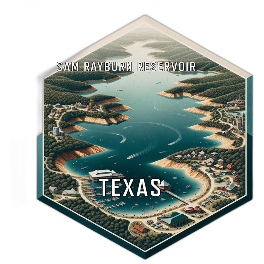 Sam Rayburn Reservoir Texas Souvenir Travel Destination Die Cut Hexagon Fridge Magnet Image 1