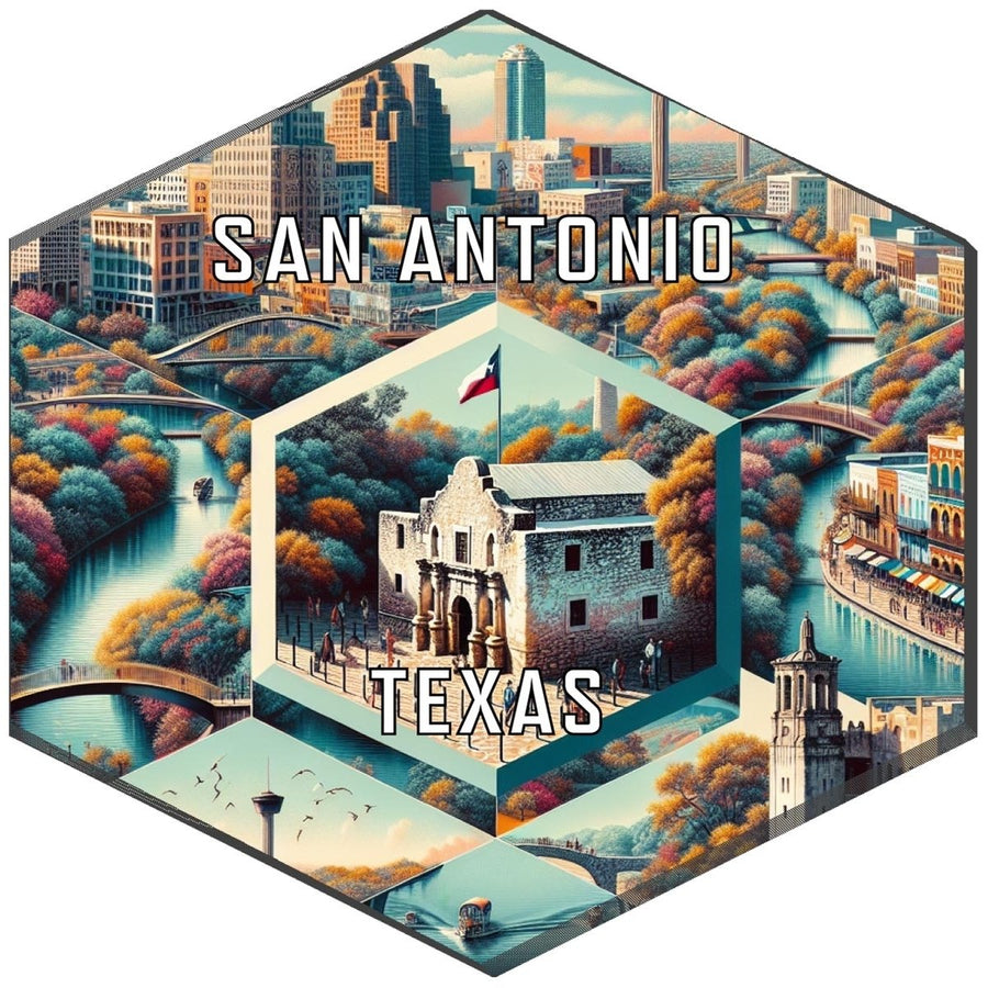 San Antonio Texas Souvenir Travel Destination Die Cut Hexagon Fridge Magnet Image 1