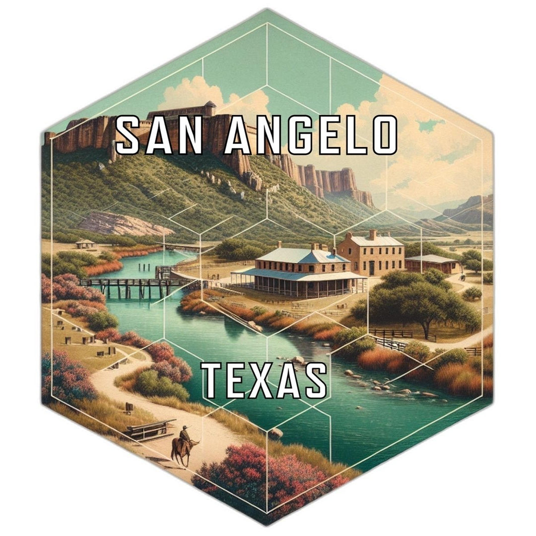 San Angelo Texas Souvenir Travel Destination Die Cut Hexagon Fridge Magnet Image 1