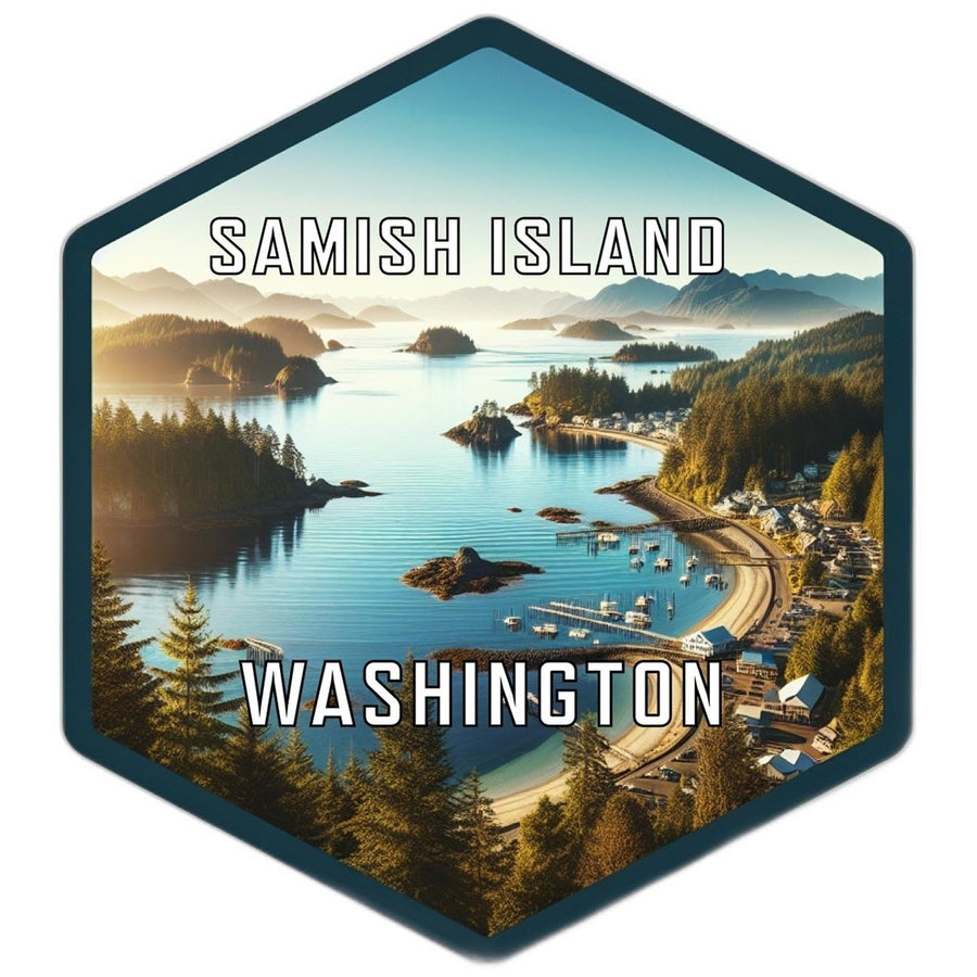 Samish Island Washington Souvenir Travel Destination Die Cut Hexagon Fridge Magnet Image 1