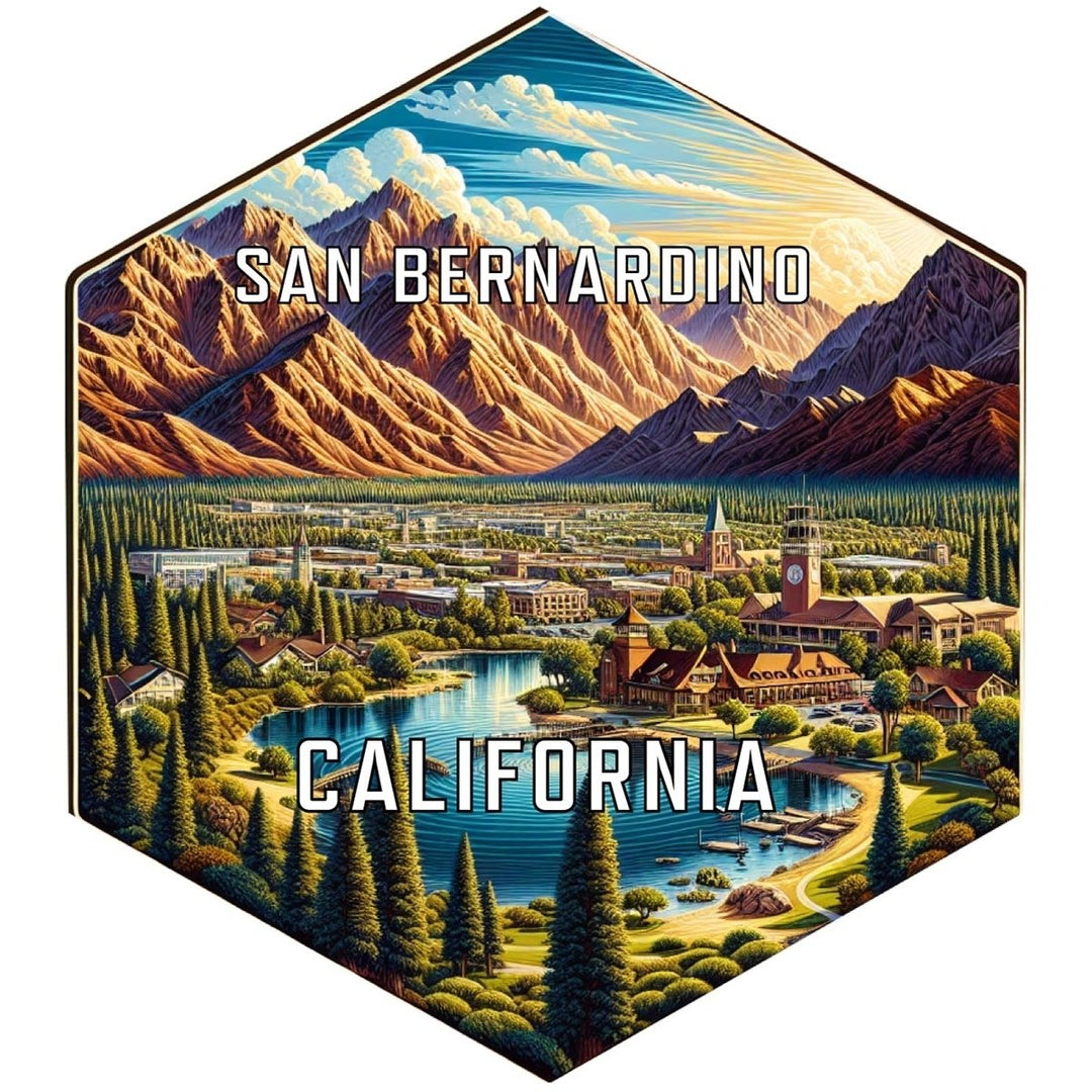 San Bernardino California Souvenir Travel Destination Die Cut Hexagon Fridge Magnet Image 1