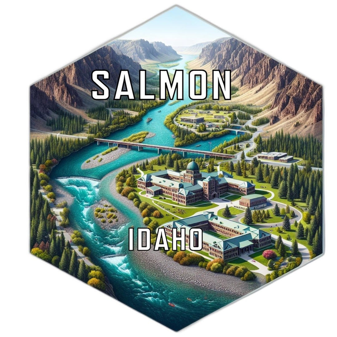 Salmon Idaho Souvenir Travel Destination Die Cut Hexagon Fridge Magnet Image 1