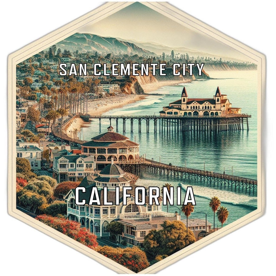 San Clemente City California Souvenir Travel Destination Die Cut Hexagon Fridge Magnet Image 1