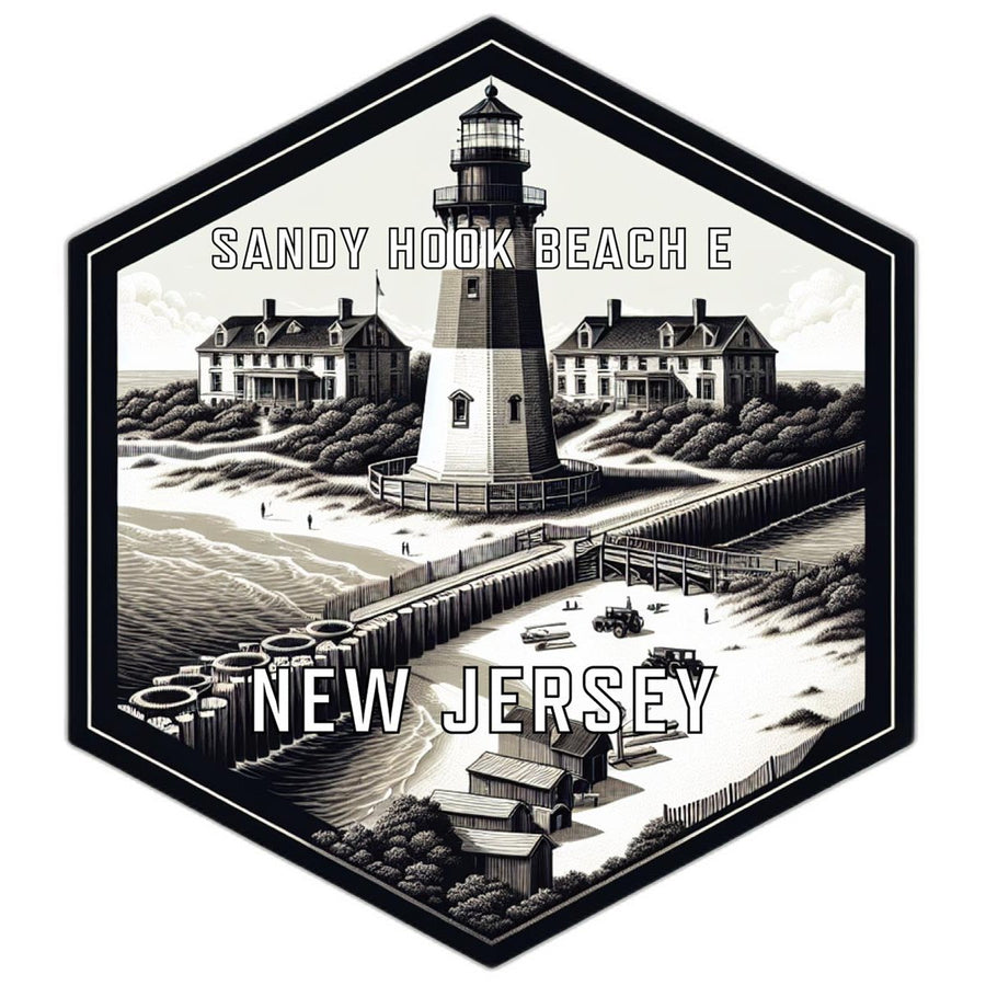 Sandy Hook Beach E Jersey Souvenir Travel Destination Die Cut Hexagon Fridge Magnet Image 1