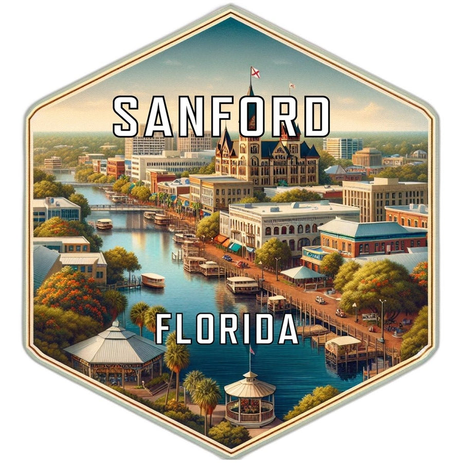 Sanford Florida Souvenir Travel Destination Die Cut Hexagon Fridge Magnet Image 1