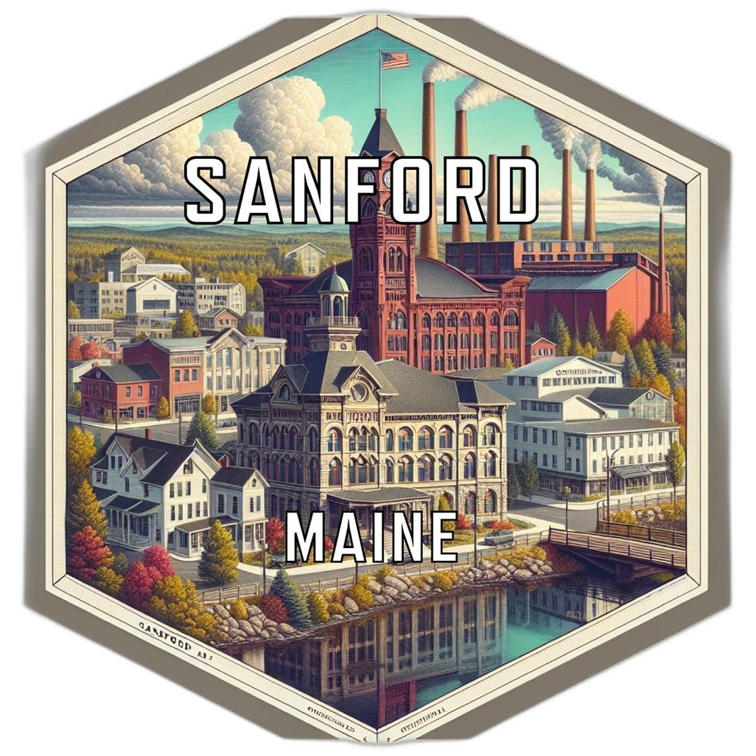 Sanford Maine Souvenir Travel Destination Die Cut Hexagon Fridge Magnet Image 1