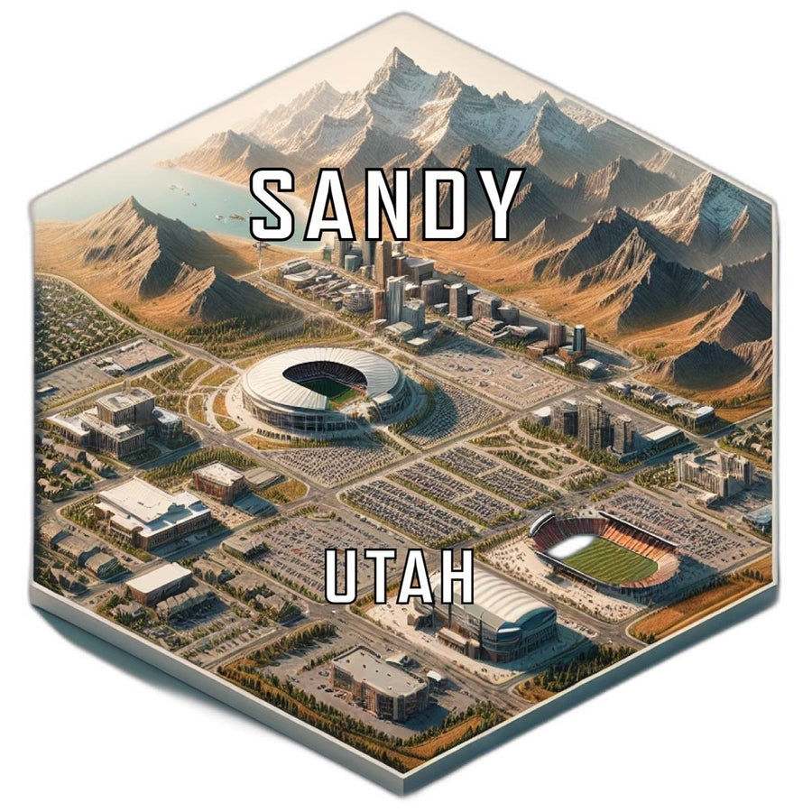 Sandy Utah Souvenir Travel Destination Die Cut Hexagon Fridge Magnet Image 1