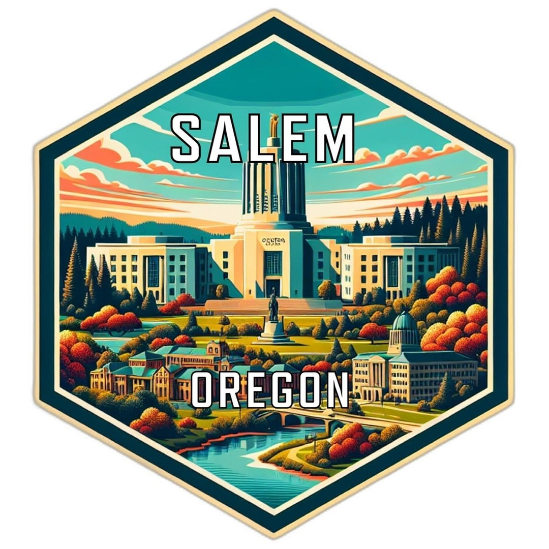 Salem Oregon Souvenir Travel Destination Die Cut Hexagon Fridge Magnet Image 1