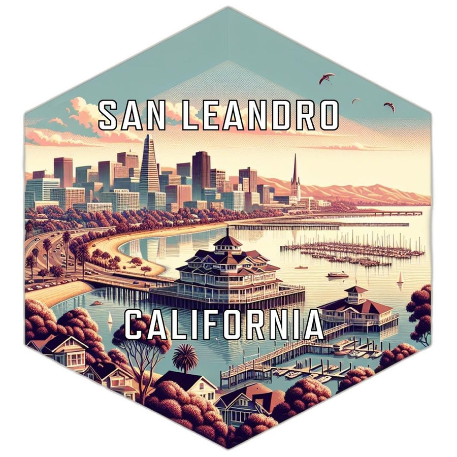 San Leandro California Souvenir Travel Destination Die Cut Hexagon Fridge Magnet Image 1