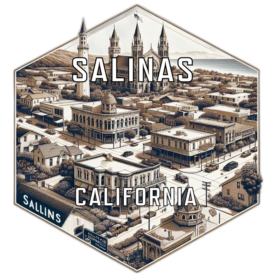 Salinas California Souvenir Travel Destination Die Cut Hexagon Fridge Magnet Image 1