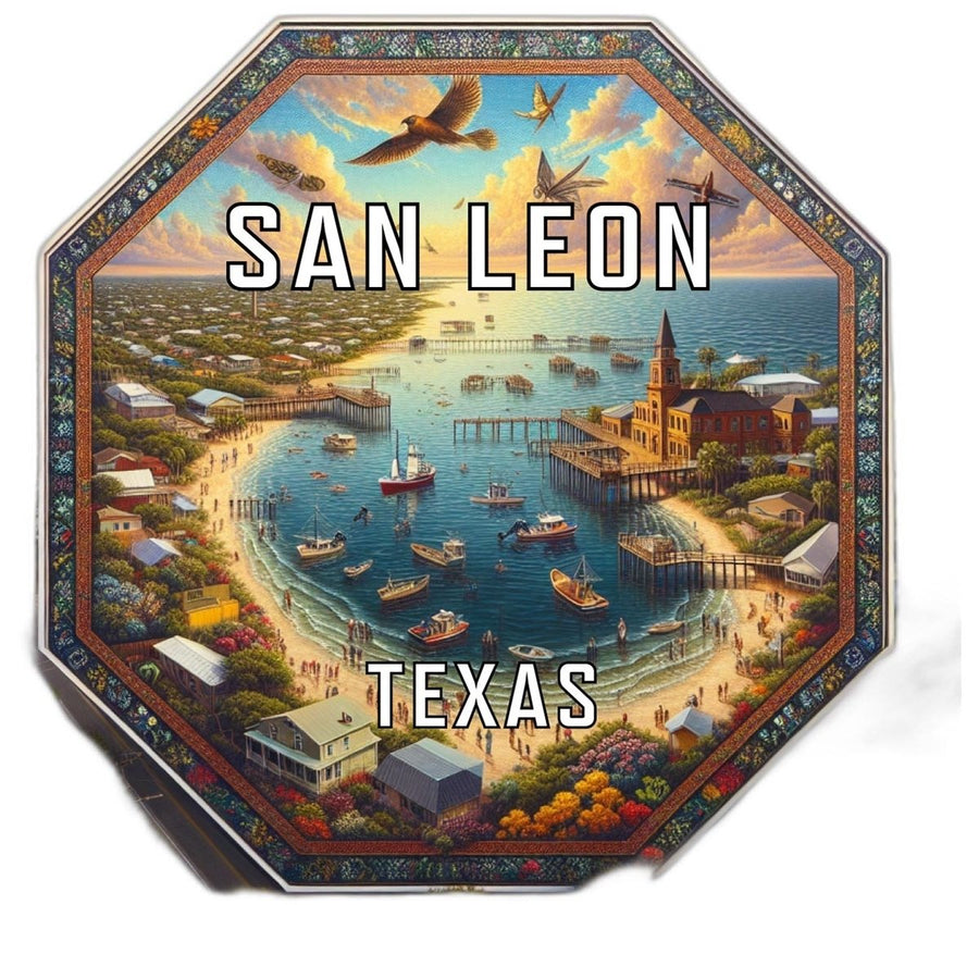 San Leon Texas Souvenir Travel Destination Die Cut Hexagon Fridge Magnet Image 1