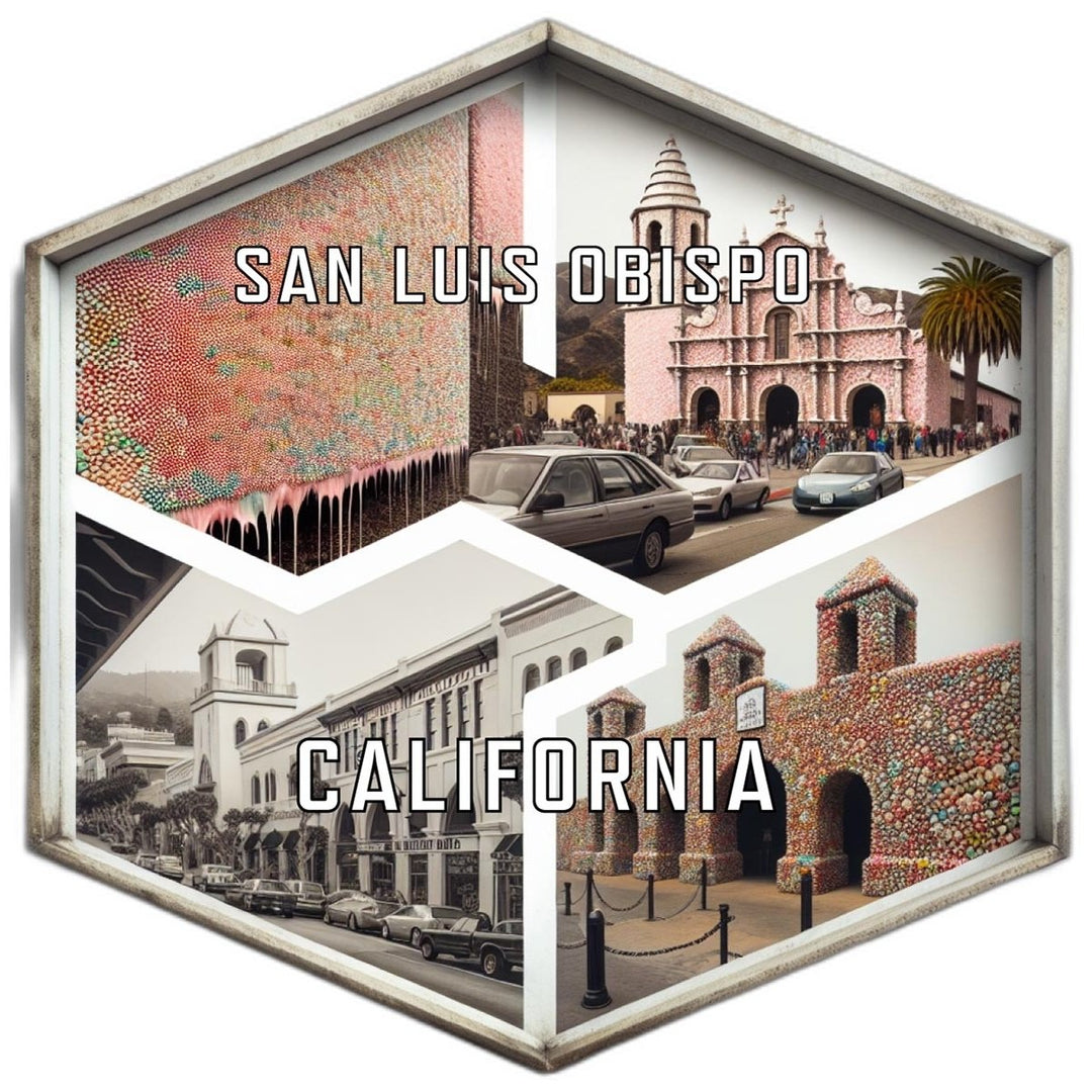 San Luis Obispo California Souvenir Travel Destination Die Cut Hexagon Fridge Magnet Image 1