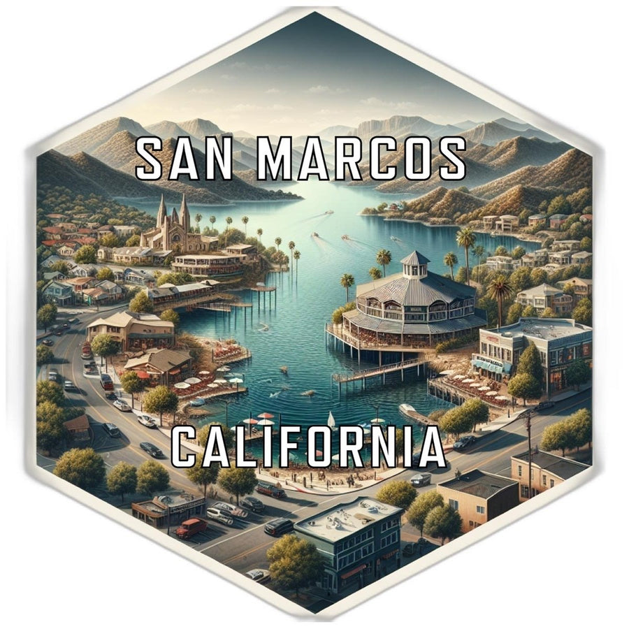 San Marcos California Souvenir Travel Destination Die Cut Hexagon Fridge Magnet Image 1