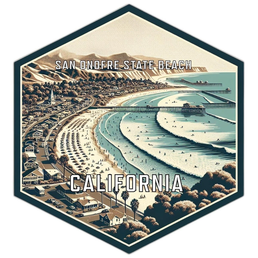 San Onofre State Beach California Souvenir Travel Destination Die Cut Hexagon Fridge Magnet Image 1