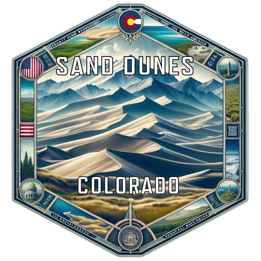 Sand Dunes Colorado Souvenir Travel Destination Die Cut Hexagon Fridge Magnet Image 1