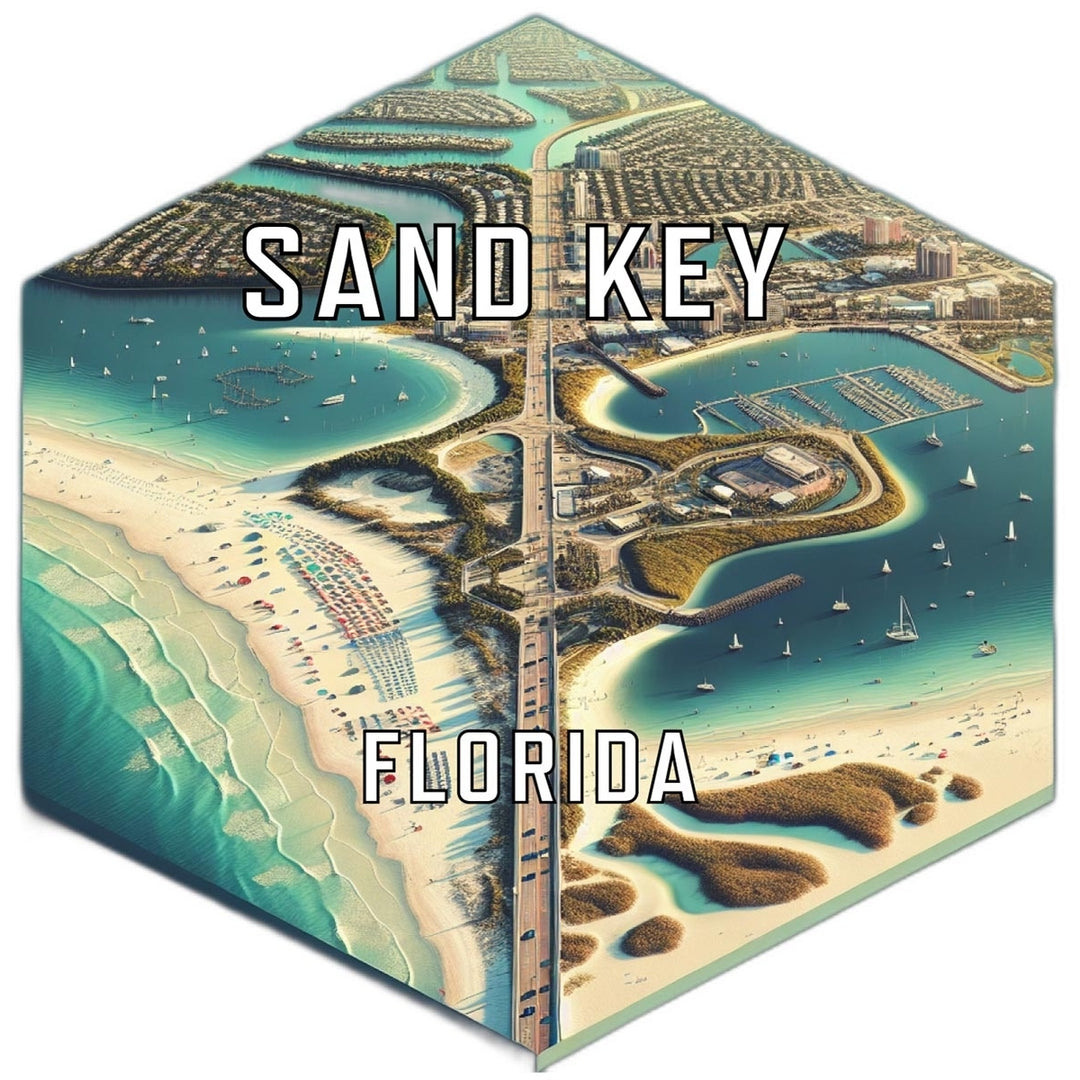 Sand Key Florida Souvenir Travel Destination Die Cut Hexagon Fridge Magnet Image 1