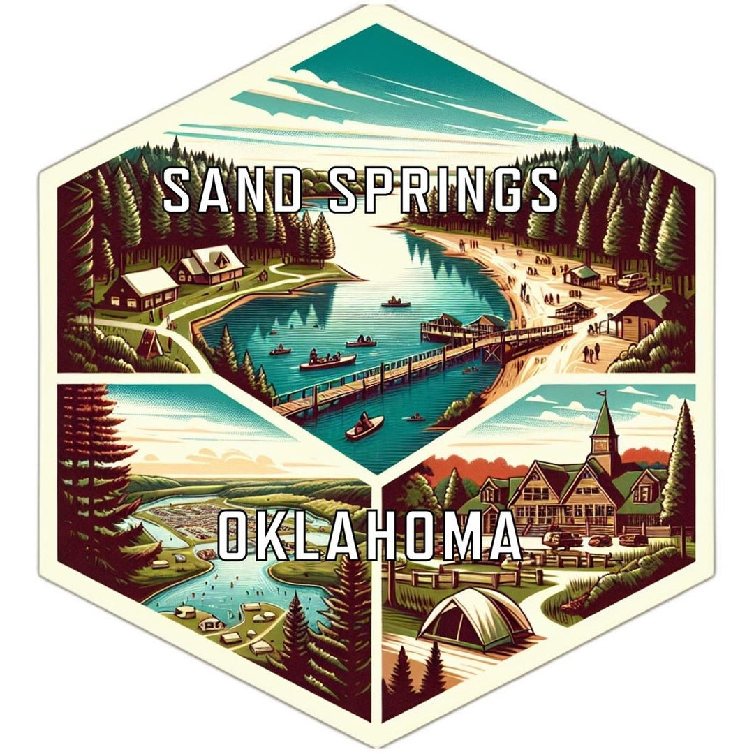 Sand Springs Oklahoma Souvenir Travel Destination Die Cut Hexagon Fridge Magnet Image 1