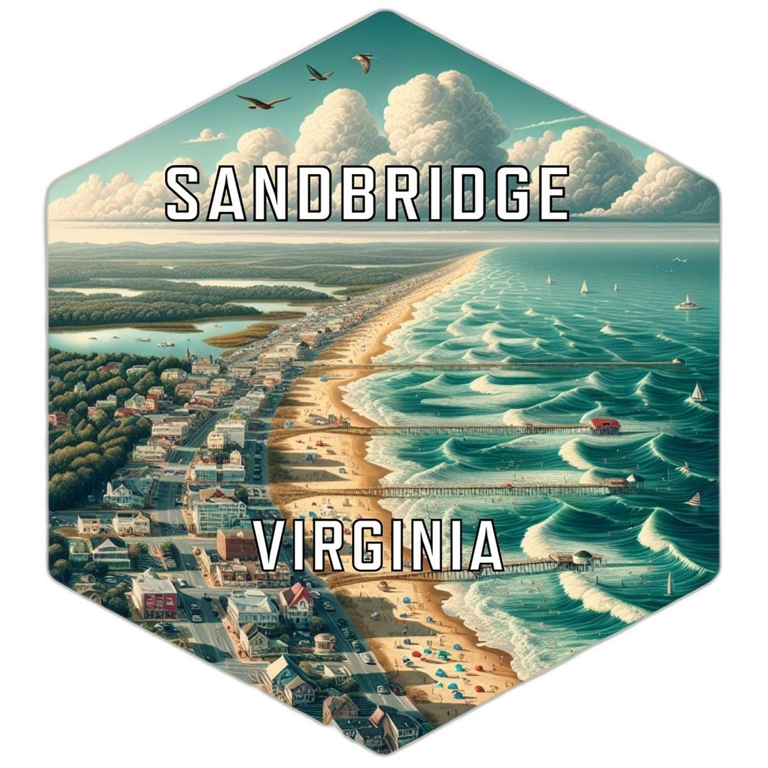 Sandbridge Virginia Souvenir Travel Destination Die Cut Hexagon Fridge Magnet Image 1