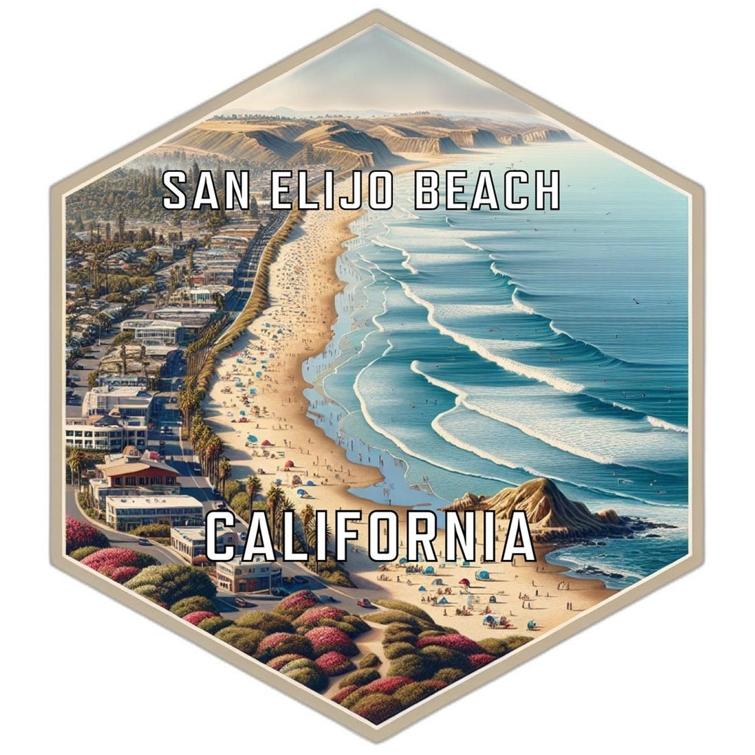 San Elijo Beach California Souvenir Travel Destination Die Cut Hexagon Fridge Magnet Image 1