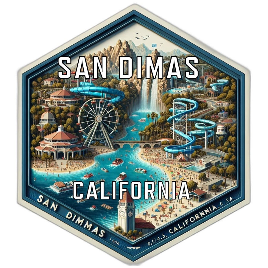 San Dimas California Souvenir Travel Destination Die Cut Hexagon Fridge Magnet Image 1