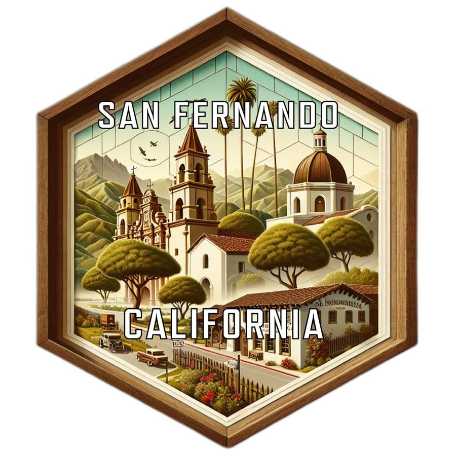 San Fernando California Souvenir Travel Destination Die Cut Hexagon Fridge Magnet Image 1