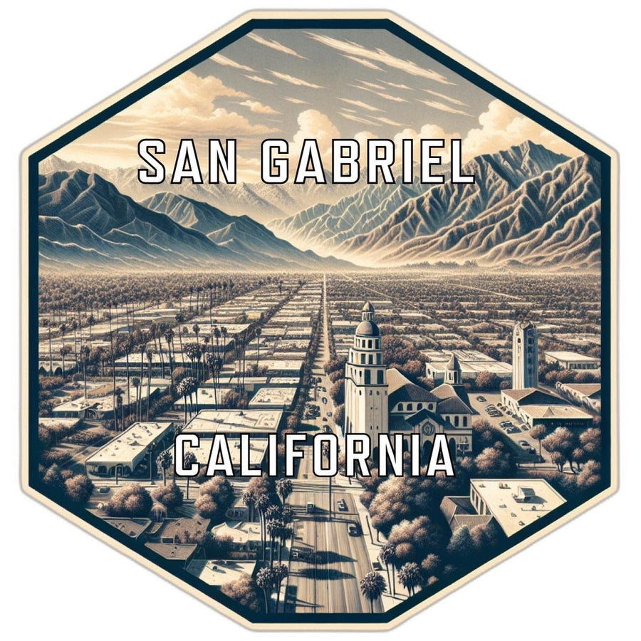 San Gabriel California Souvenir Travel Destination Die Cut Hexagon Fridge Magnet Image 1