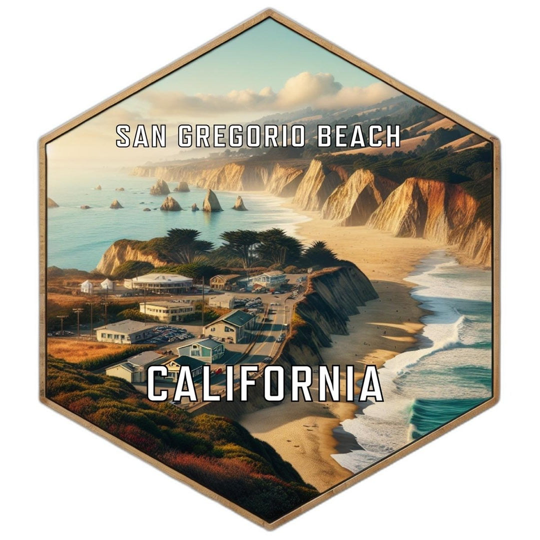 San Gregorio Beach California Souvenir Travel Destination Die Cut Hexagon Fridge Magnet Image 1