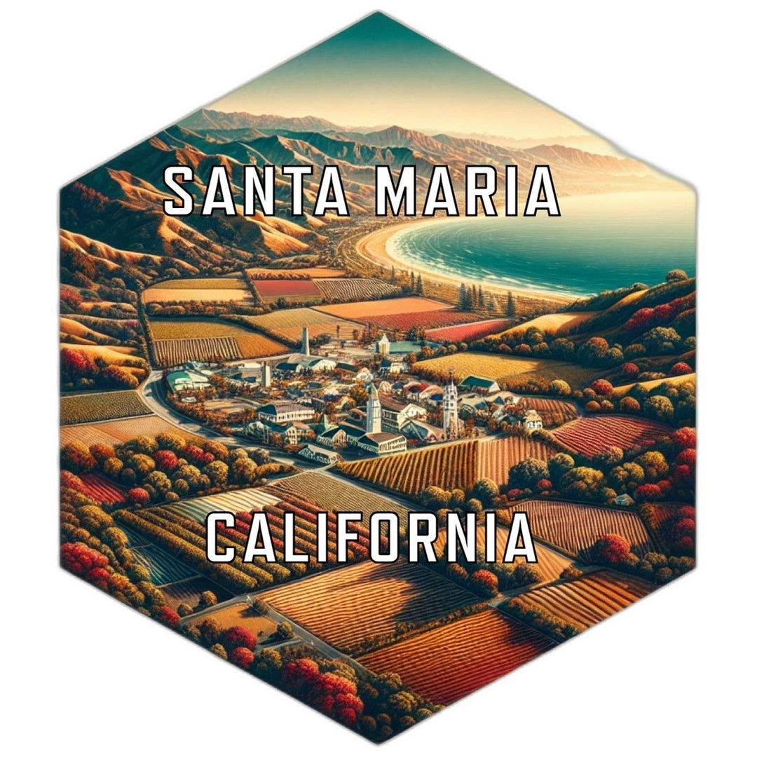 Santa Maria California Souvenir Travel Destination Die Cut Hexagon Fridge Magnet Image 1