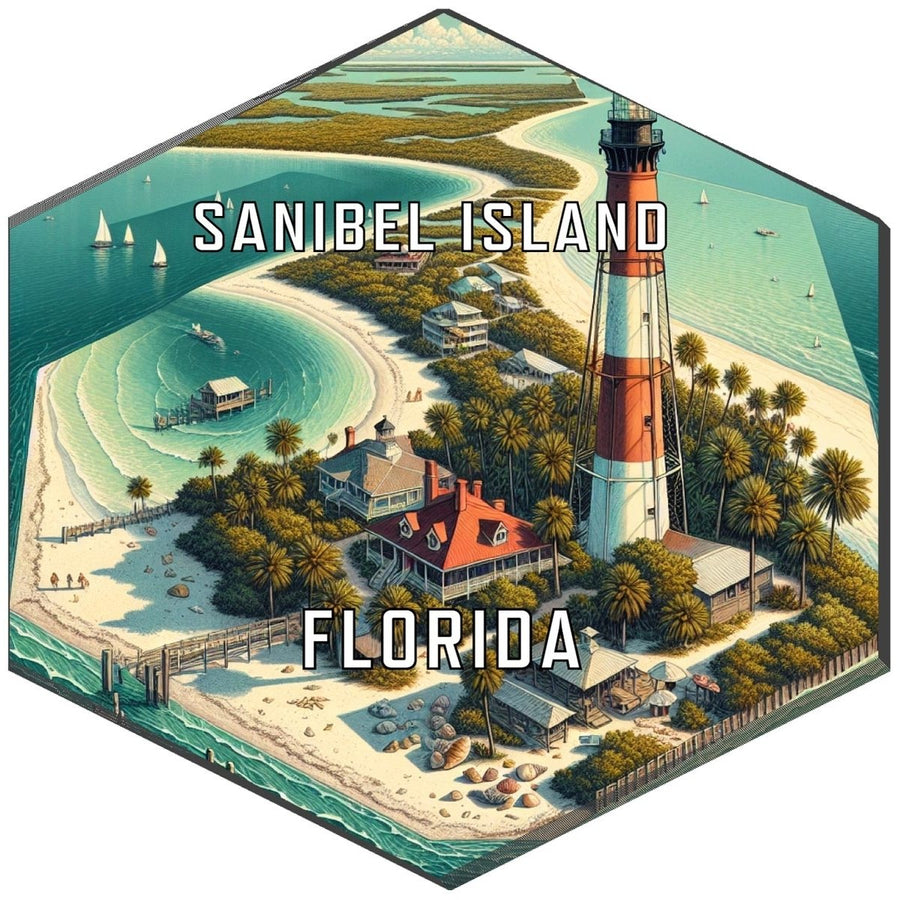 Sanibel Island Florida Souvenir Travel Destination Die Cut Hexagon Fridge Magnet Image 1