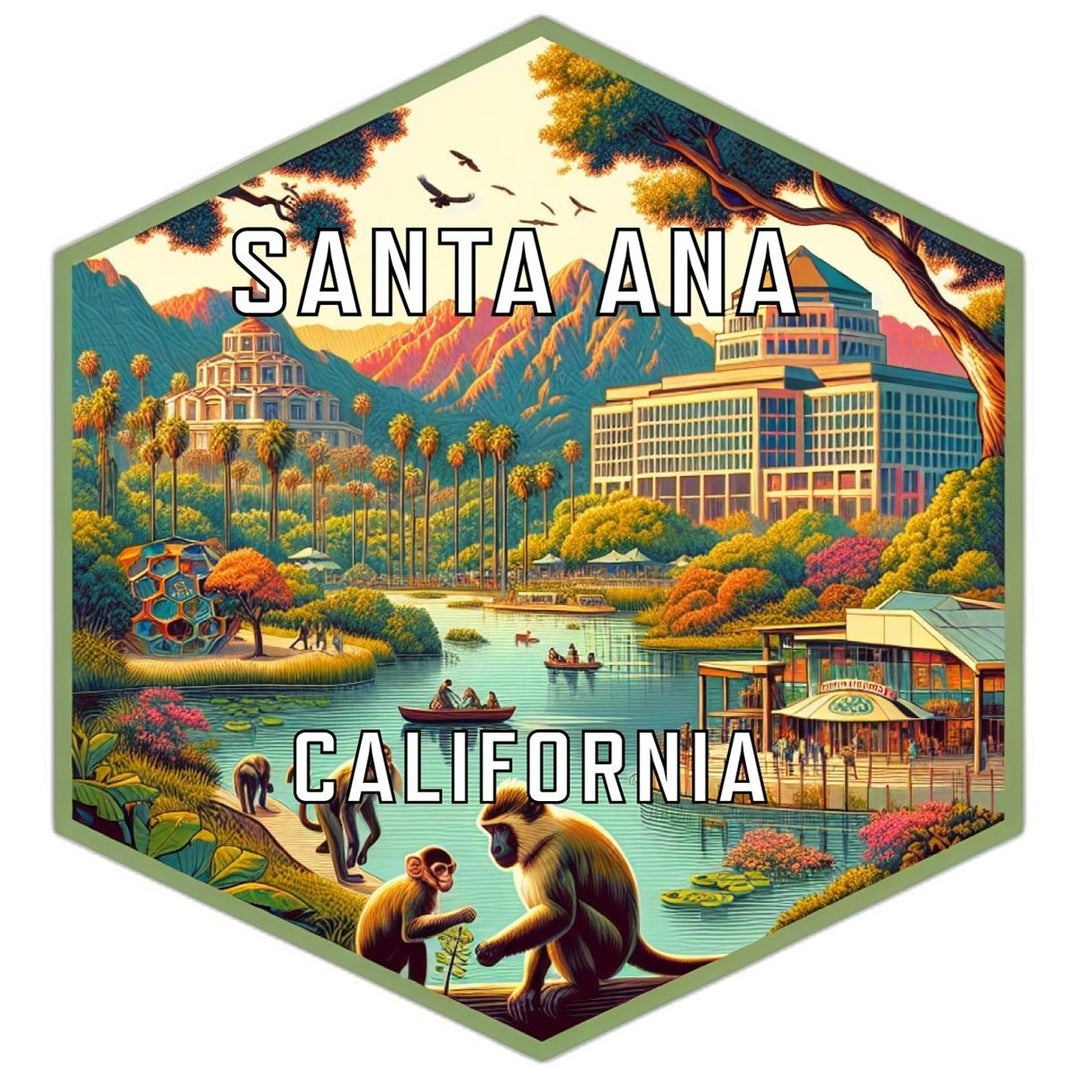 Santa Ana California Souvenir Travel Destination Die Cut Hexagon Fridge Magnet Image 1