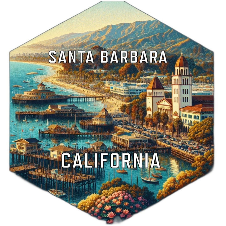 Santa Barbara California Souvenir Travel Destination Die Cut Hexagon Fridge Magnet Image 1