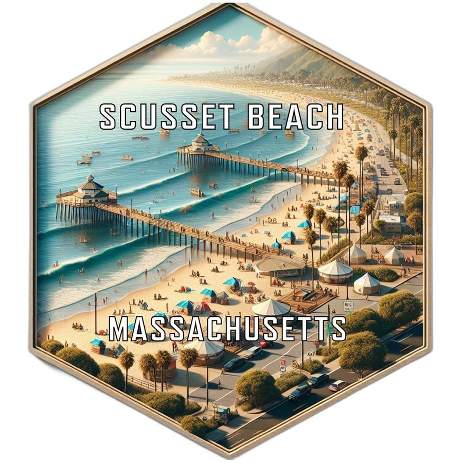 Scusset Beach Massachusetts Souvenir Travel Destination Die Cut Hexagon Fridge Magnet Image 1