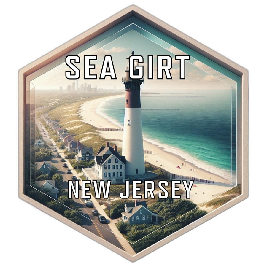 Sea Girt Jersey Souvenir Travel Destination Die Cut Hexagon Fridge Magnet Image 1