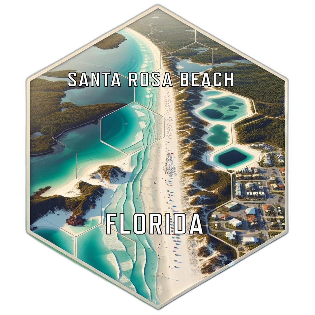 Santa Rosa Beach Florida Souvenir Travel Destination Die Cut Hexagon Fridge Magnet Image 1