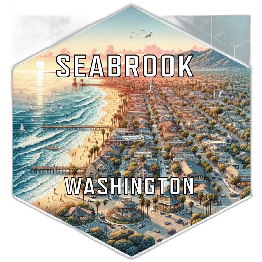 Seabrook Washington Souvenir Travel Destination Die Cut Hexagon Fridge Magnet Image 1