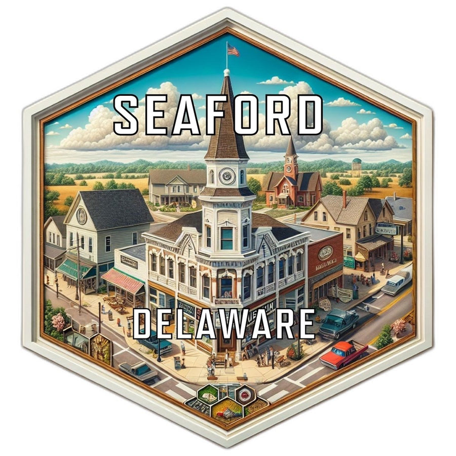 Seaford Delaware Souvenir Travel Destination Die Cut Hexagon Fridge Magnet Image 1