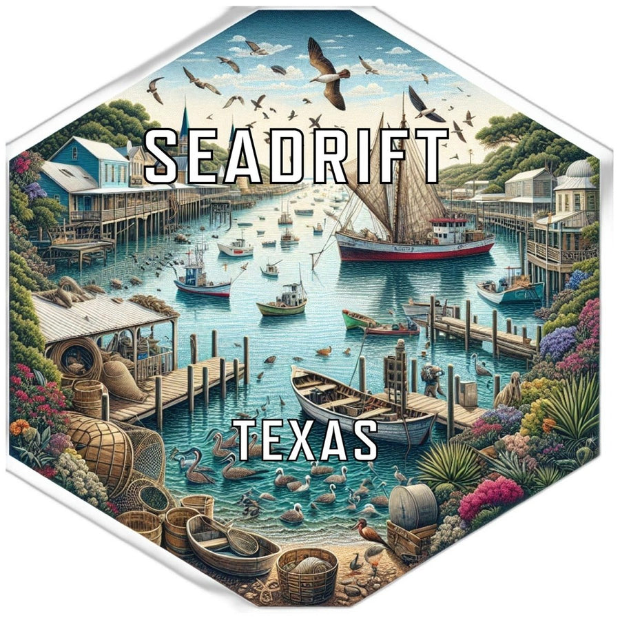 Seadrift Texas Souvenir Travel Destination Die Cut Hexagon Fridge Magnet Image 1