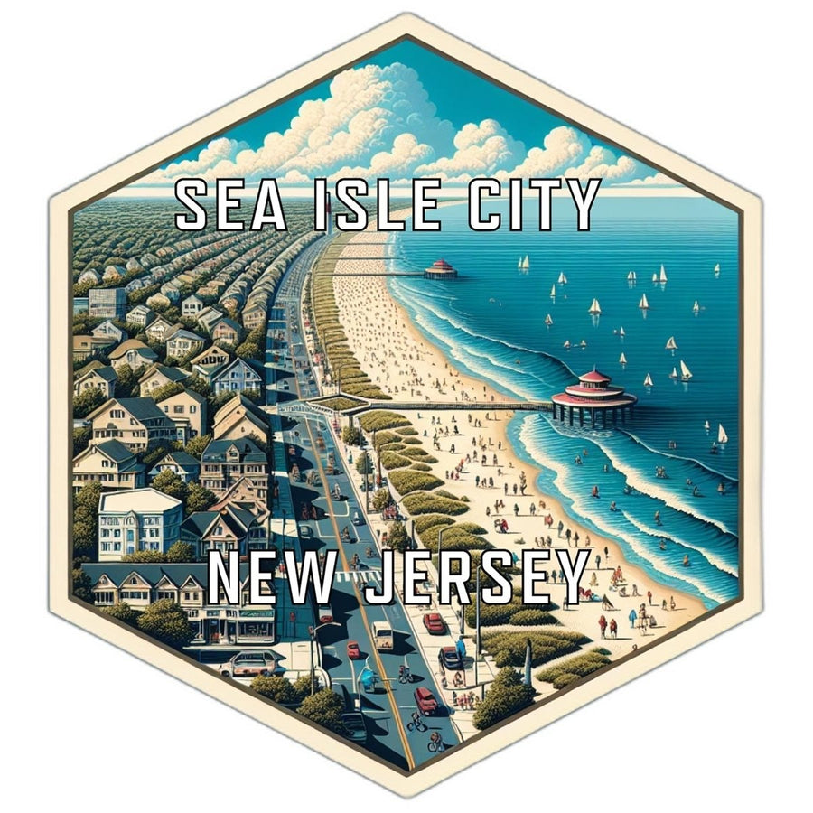 Sea Isle City Jersey Souvenir Travel Destination Die Cut Hexagon Fridge Magnet Image 1