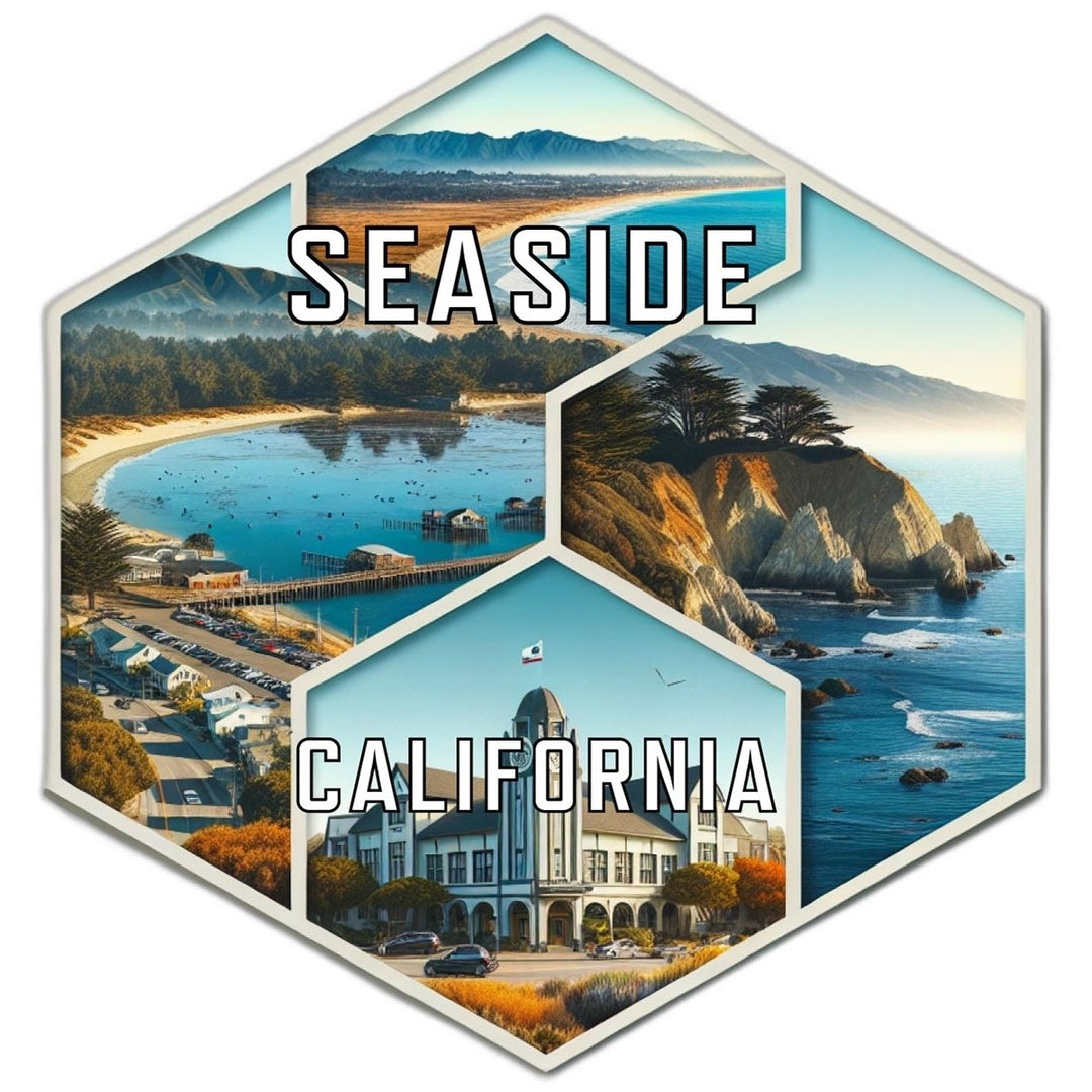 Seaside California Souvenir Travel Destination Die Cut Hexagon Fridge Magnet Image 1