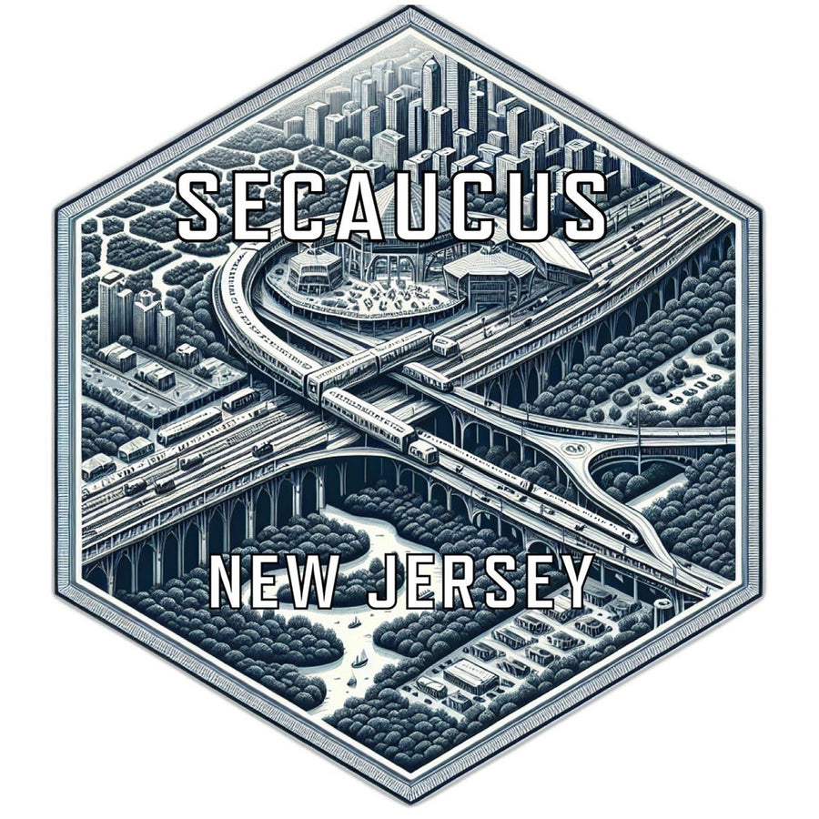 Secaucus Jersey Souvenir Travel Destination Die Cut Hexagon Fridge Magnet Image 1