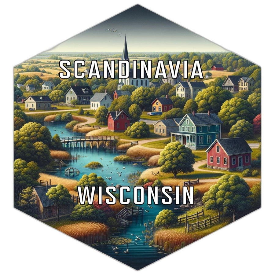 Scandinavia Wisconsin Souvenir Travel Destination Die Cut Hexagon Fridge Magnet Image 1