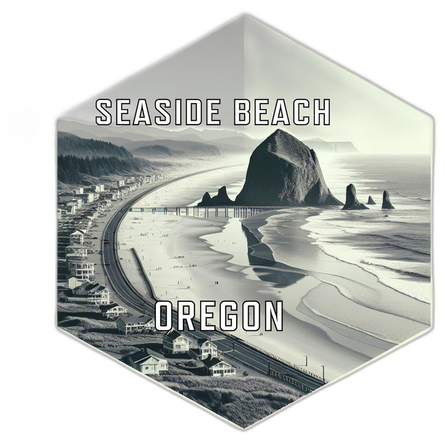 Seaside Beach Oregon Souvenir Travel Destination Die Cut Hexagon Fridge Magnet Image 1